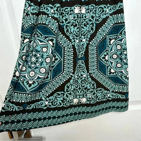 Inc International Concepts Short  Sleeved Blouse Ruffled Sleeves Brown/Blue Med - Picture 13 of 16